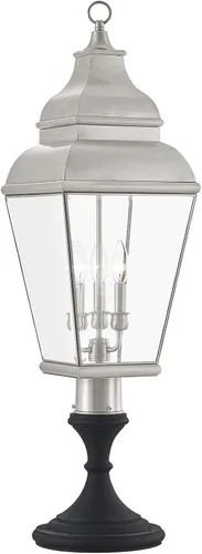 Vista 2 de Livex Lighting 2594-07 Poste exterior con pantallas de vidrio biselado transparente, bronce