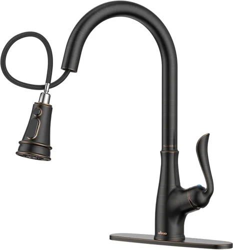 Vista 11 de APPASO Grifo de cocina de bronce con dispensador de jabón, grifo de fregadero de bronce frotado con aceite para cocina, grifo de fregadero de cocina
