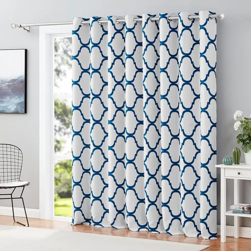 Vista 13 de Melodieux - Cortina opaca con aislamiento térmico y ojales, de estilo marroquí, 100 x 84 pulgadas, color gris (1 panel)