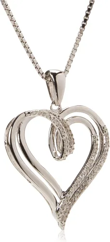 Vista 2 de Tienda Collection Sterling Silver Diamond Double Heart Pendant Necklace (110 cttw),18