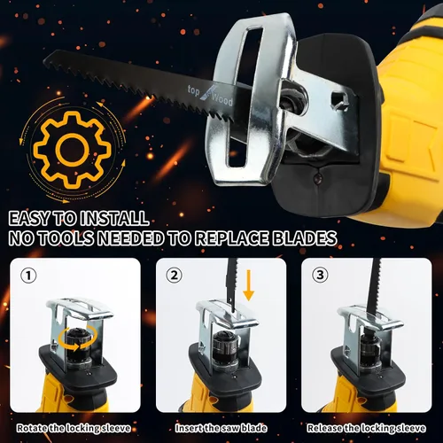 Vista 6 de Sierra de vaivén inalámbrica Compatible con batería Dewalt 20V Max (SIN batería), sierra recíproca potente, velocidad variable 0-3000 SPM, cambio