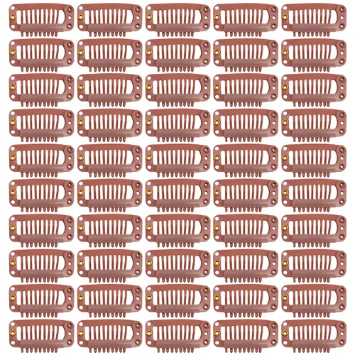 Vista 10 de 50 pinzas para extensiones de cabello de 1.102 in, 8 dientes para extensiones de cabello y extensiones de cabello (negro)