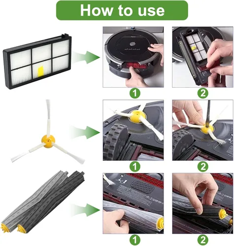 Vista 6 de Paquete de 9 piezas de repuesto para iRobot Roomba 800 900 Series 960 860 805 850 980 861 864 866 870 871 880 890 891 981 985 961, 1 juego