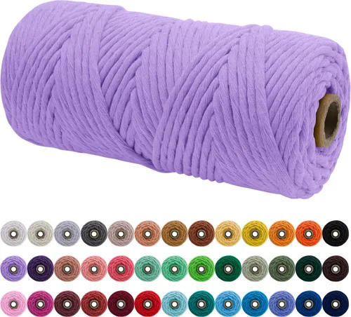 Vista 125 de JeogYong Cordón de macramé de un solo hilo 3 mm x 109 yardas (328 pies) Cuerda de algodón suave Hilo de macramé de 3 mm, suministros de macramé