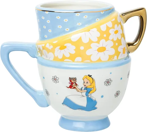 Vista 31 de Silver Buffalo Disney Alicia en el país de las maravillas Taza de té apiladas de cerámica esculpida en 3D, 20 onzas (591.4 ml)