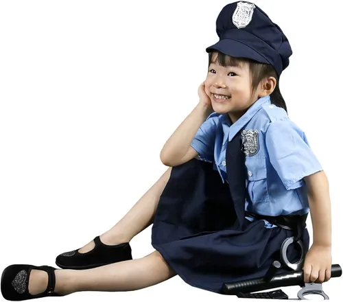 Vista 4 de CHENSS Disfraz de policía para niñas disfraz de policía para Halloween fiesta de cosplay