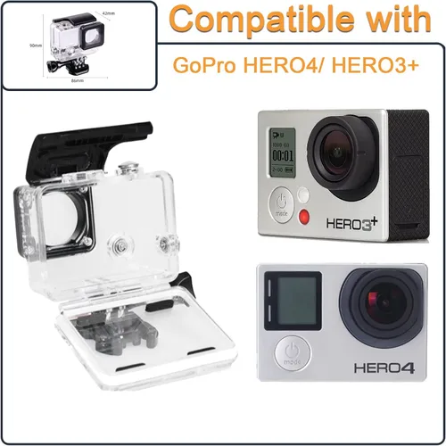 Vista 2 de Carcasa impermeable para GoPro Hero 4 3 Plus, carcasa protectora de buceo subacuático con soporte para Go Pro Hero4 3+ Kit de accesorios de cámara