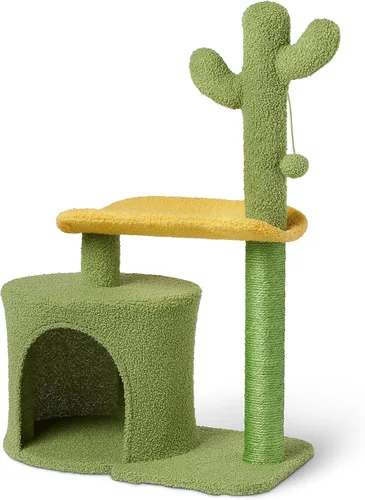 Vista 8 de Amazon Basics - Poste rascador para gatos, con forma de cactus, triple poste para interior, con bola colgante, para gatos y gatitos, pequeño