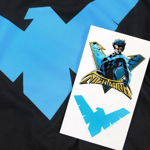 Vista 6 de Popfunk Sudadera clásica con capucha y calcomanías con logotipo de Nightwing