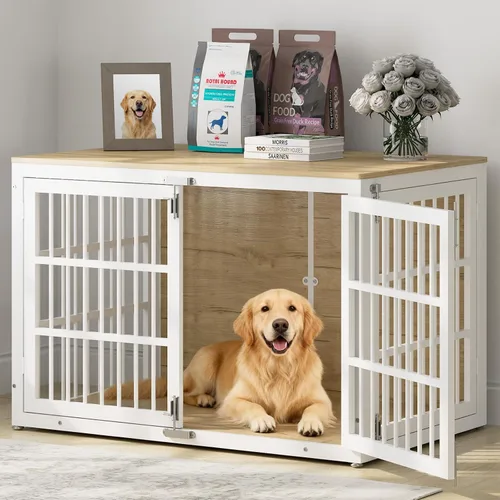 Vista 11 de Muebles de Jaula para Perros de Servicio Pesado de 33", Jaula de Madera Perrera para Perros Pequeños y Medianos, Perrera para Perros