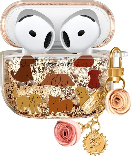 Vista 14 de Funda para Apple para Airpods 4 Case 2024 - Arena Movediza Líquida Arte Artístico Estético Funda Mujer Chica Mujeres Brillante Brillo Purpurina