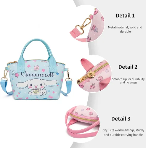 Vista 3 de TradWloth - Lindo Mini Bolso Bandolera, Bolso de Hombro de Piel Sintética Suave para Mensajero, Bolso de Mano de Dibujos Animados, 2 Piezas