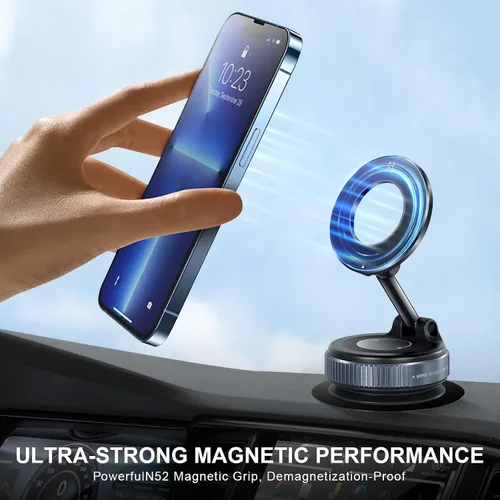 Vista 5 de Soporte magnético para teléfono de automóvil, soporte magnético ajustable de 360°, tamaño de bolsillo plegable, para automóvil, gimnasio, espejo
