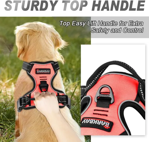 Vista 59 de BARKBAY - Arnés para perro sin tirones con clip frontal, material resistente y reflectante, asa de fácil control para pasear perros grandes