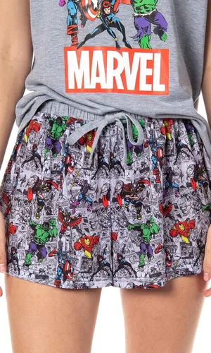 Vista 3 de Marvel - Conjunto de pijama clásico de los personajes de los Vengadores para dormir