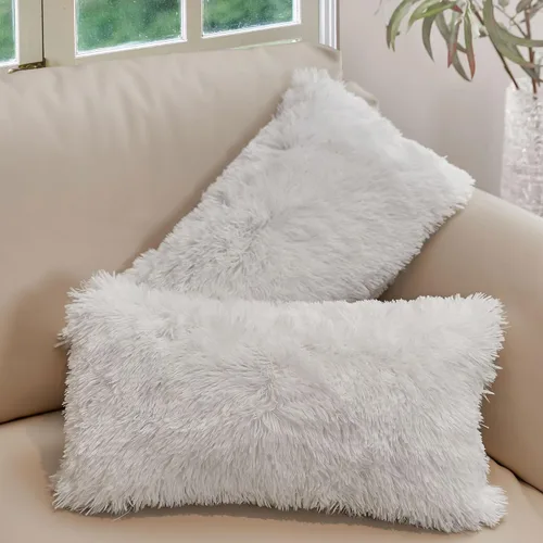 Vista 14 de Cheer Collection Almohadas Decorativas para Sofá y Cama, Almohadas Decorativas Suaves de Pelo Largo con Rellenos Incluidos, Acogedoras Almohadas