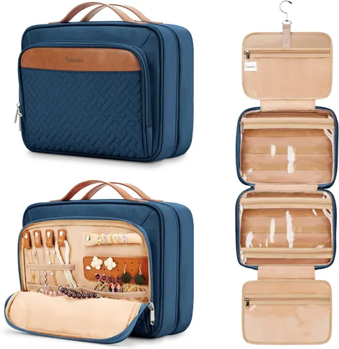Vista 29 de Bolsa de aseo colgante de viaje para mujeres y hombres, con 6 cubiertas de botellas de silicona a prueba de fugas, accesorios impermeables