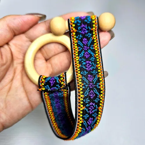 Vista 3 de 2 piezas de ligas para el cabello, accesorios para rastas, cinta elástica incrustada, soportes para cola de caballo coloridos estilo bohemio