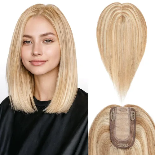 Vista 15 de Benehair Peluca de cabello con clip con flequillo, peluca secreta de cabello 100% humano, postizo superior con flecos, peluca de repuesto