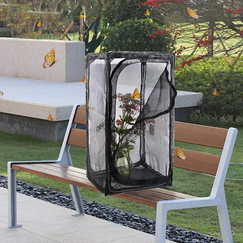 Vista 7 de Hábitat de mariposa monarca resistente de 30 pulgadas, jaula de malla para insectos plegable al aire libre con protección de cremallera y parte