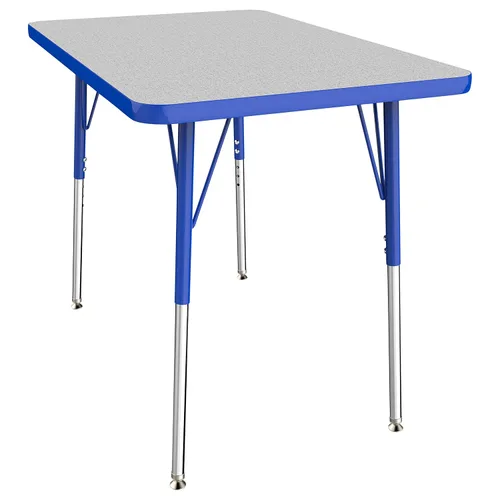 Vista 61 de FDP - Mesa rectangular para actividades escolares y de oficina (24 x 36 pulgadas), patas estándar con deslizadores giratorios, altura ajustable