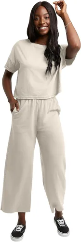 Vista 5 de Hanes Originals - Pantalones cortos de pierna ancha para mujer, pantalones retro ligeros de rizo francés, 25 pulgadas