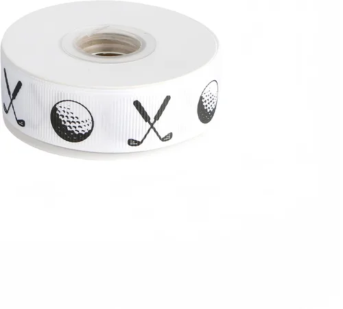 Vista 3 de Meseey 2 rollos de cinta impresa de pelota de golf de 10 yardas, cinta de tela con temática deportiva de 3/4 pulgadas para coronas, envoltura