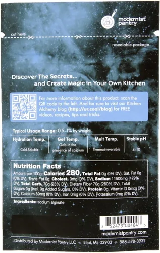 Vista 3 de Paquete de alginato de sodio y lactato de calcio no modificado genéticamente, apto para veganos, certificación OU Kosher, 4 oz