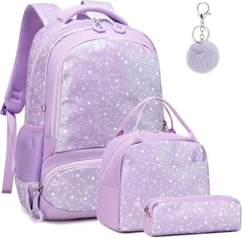 Vista 85 de Juego de mochila para niñas y adolescentes, mochila escolar para niños con bolsa para el almuerzo, estuche para lápices, mochilas escolares