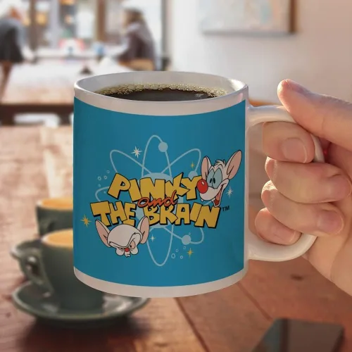 Vista 4 de Pinky & The Brain Neutron - Taza de café de cerámica, novedosa taza de regalo para café, té y bebidas calientes, 11 onzas, color blanco
