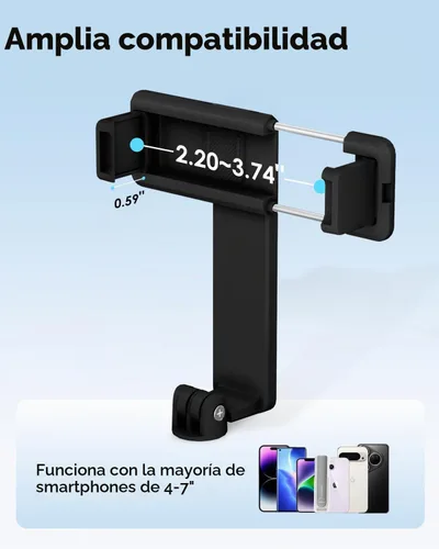 Vista 4 de Viozon Palo selfie inalámbrico de aleación de aluminio, ligero, extensible, de bolsillo, con control remoto, compacto para selfie de viaje Negro