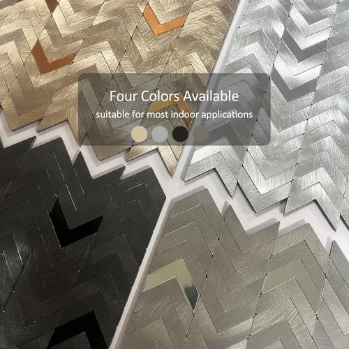 Vista 6 de Azulejo de espiga gris para salpicaduras de pelar y pegar, superficie de metal cepillado de aluminio autoadhesivo para azulejos de pared