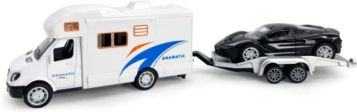 Vista 8 de Mini juguete de autocaravana camper RV para niños, modelo de aleación con tracción hacia atrás, vehículo recreativo con aventura, con muebles, techo