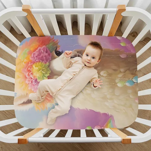 Vista 7 de Fitted Crib Sheets Rainbow Alpaca Balloon Mini Crib Sheets for Boy & Girl Toddler Mattress Sheets Playard Sheet 21216225