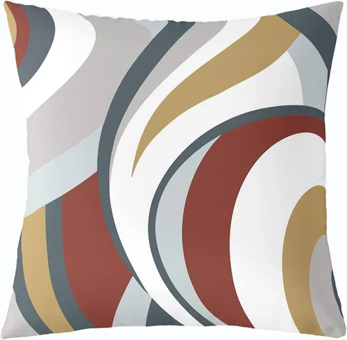 Vista 48 de Funda de almohada moderna con estampado de líneas geométricas de doble cara de 16 x 16 pulgadas, funda de almohada cuadrada suave con remolinos