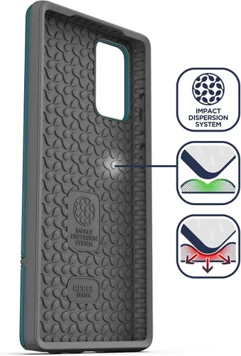 Vista 3 de ENCASED Funda resistente para Galaxy Note 20 (2020 Rebel Armor) de grado militar, cubierta protectora resistente (Samsung Note 20), azul turquesa