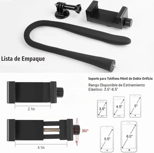 Vista 2 de Taisioner Soporte de teléfono para cochecito de montaje flexible, cuello de cisne para cinta de correr, bicicleta, carrito de compras, barco
