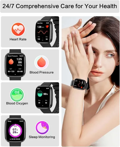 Vista 3 de Relojes inteligentes para hombres/mujeres, llamada Bluetooth de 1.75 pulgadas, reloj inteligente de voz AI, monitor de frecuencia cardíaca 24/7