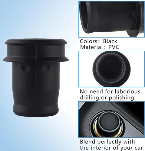 Vista 7 de 2 fundas para encendedor de cigarrillos de automóvil, tapa de enchufe negra impermeable y antipolvo, cubierta universal de 0.78 pulgadas, accesorios