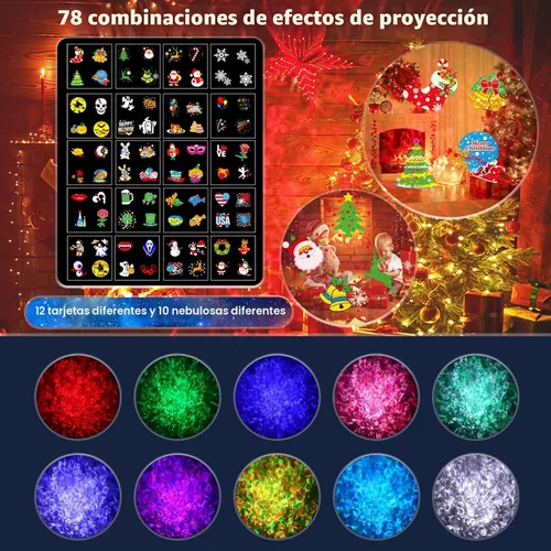 Vista 3 de Proyector de luces de Navidad de Halloween con 4 grandes patrones, para exteriores, 29 efectos, luz de proyector de vacaciones al aire libre 2 en 1