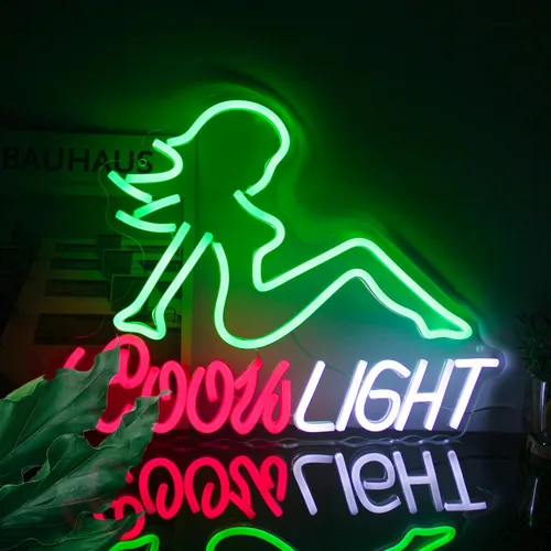 Vista 8 de Señal de neón abierta señora atractiva señora LED Bar signos para pared hotel tienda club decoración Dimmable Blue Letter Neon Light, Acrylic Neon