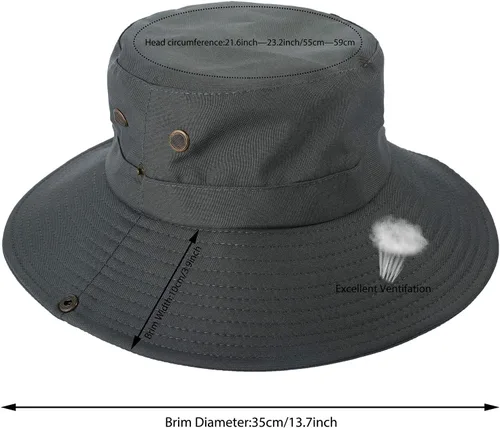Vista 4 de Sombreros de sol para hombres y mujeres, sombrero de pesca UPF 50 de ala ancha, sombreros Boonie para safari, playa, verano, protección UV, sombrero