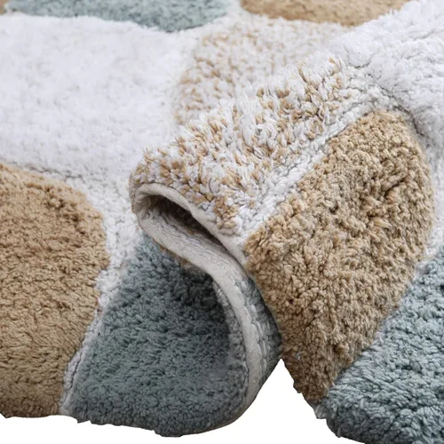 Vista 4 de Ramanta Home Alfombra de baño de algodón puro con piedra de guijarro, color beige gris, súper suave, antideslizante, absorbente, para baño, cocina
