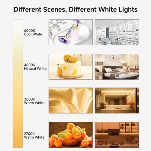 Vista 7 de BTF-LIGHTING - Tira de luz LED COB blanca sintonizable de 3000K-6000K con control remoto RF, CRI 90+ DC12V 16.4 pies regulable CCT ultra brillante