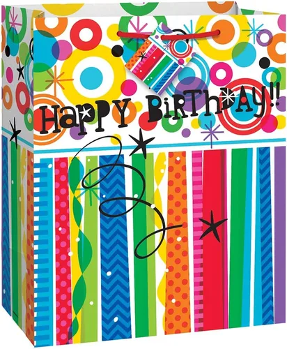 Vista 8 de Bolsa de papel de estraza marrón para regalo de cumpleaños (1 unidad), perfecta para regalos y sorpresas