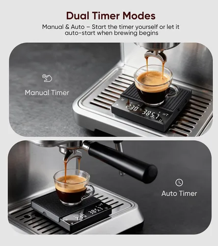 Vista 3 de Báscula de café recargable con temporizador, mini báscula de café expreso de 4.4 lbs/0.00 oz de alta precisión para café expreso y café, báscula