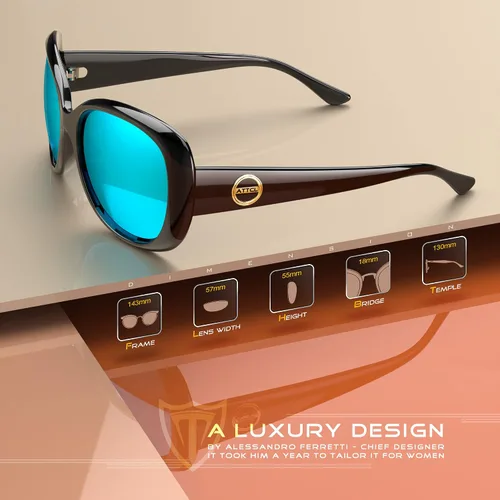 Vista 4 de ATTCL Lentes de sol polarizados clásicos para mujer, lentes de sol de gran tamaño con protección UV