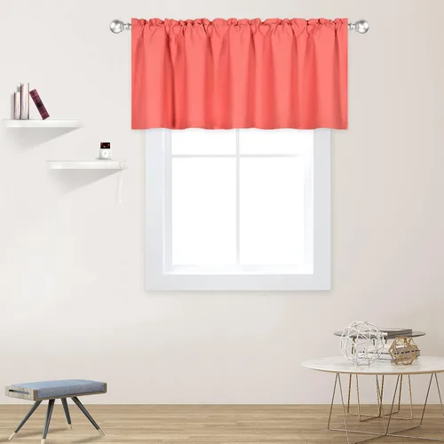 Vista 68 de DECOVSUN Cenefa morada para ventanas de 60 x 18 pulgadas, aislamiento térmico sólido, bolsillo para cortinero, cenefa corta para cocina, cenefa