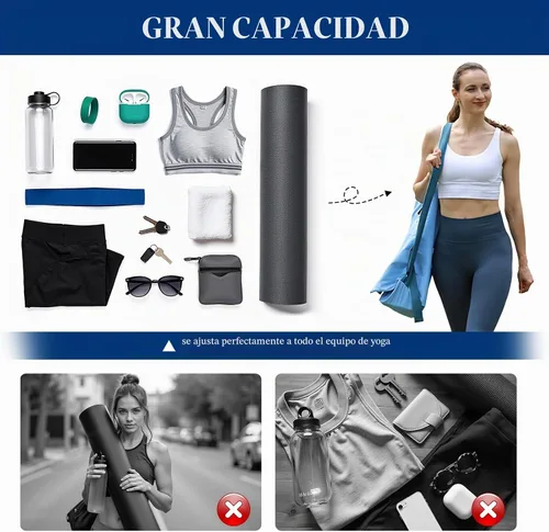 Vista 7 de Bolsa para esterilla de yoga Tumaz Correa de hombro ajustable y acolchada Se adapta a esterillas de hasta 26" Almacenamiento multibolsillo