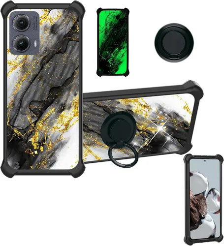 Vista 11 de Aroepurt Cricket Ovation 2 - Funda compatible con AT&T Maestro Max (2021) [PC duro + silicona suave] [purpurina dorada + luminosa] JSH-HDL
